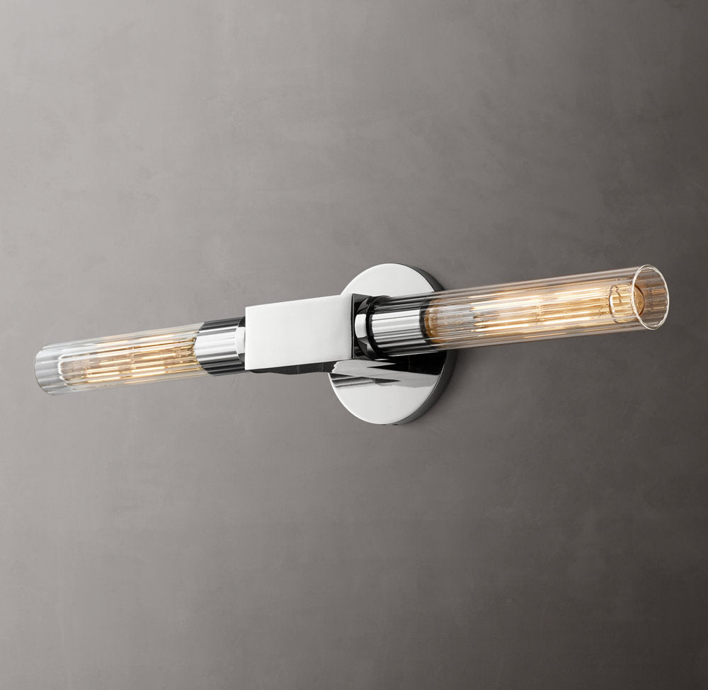 Canella Linear Wall Sconce – Brass Ribbed Glass Linear Wall Lighting Fixture