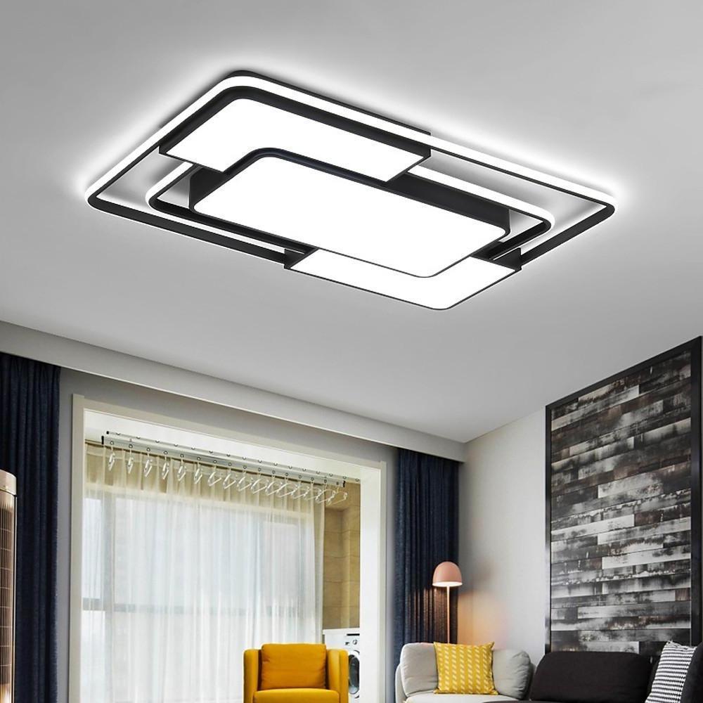 Lumisync LED Ceiling Light – Modern Geometric Flush Mount Fixture with Dimmable Remote Control