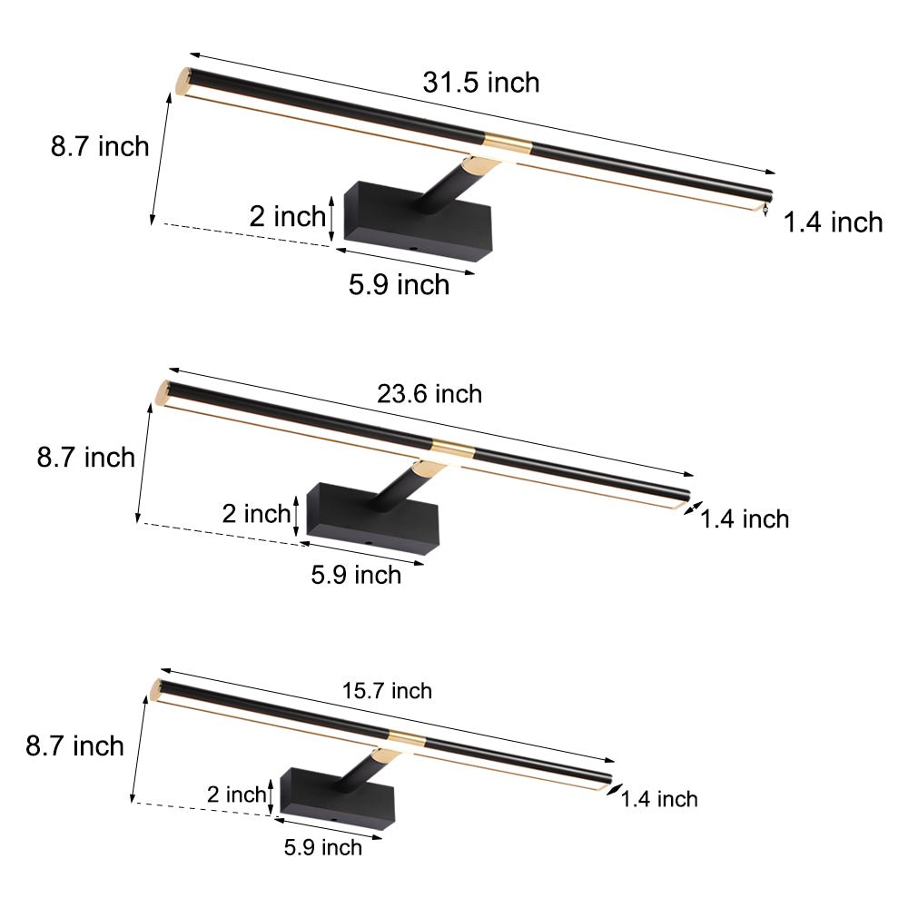Vantix Adjustable Vanity Light Bar – LED Black Bathroom Mirror Wall Sconce Modern Linear Fixture