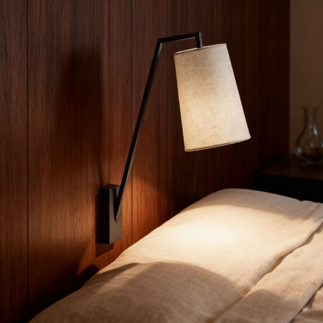 Arden Linen Arm Wall Lamp – Fabric Shade Interior Wall Lamp Fixture