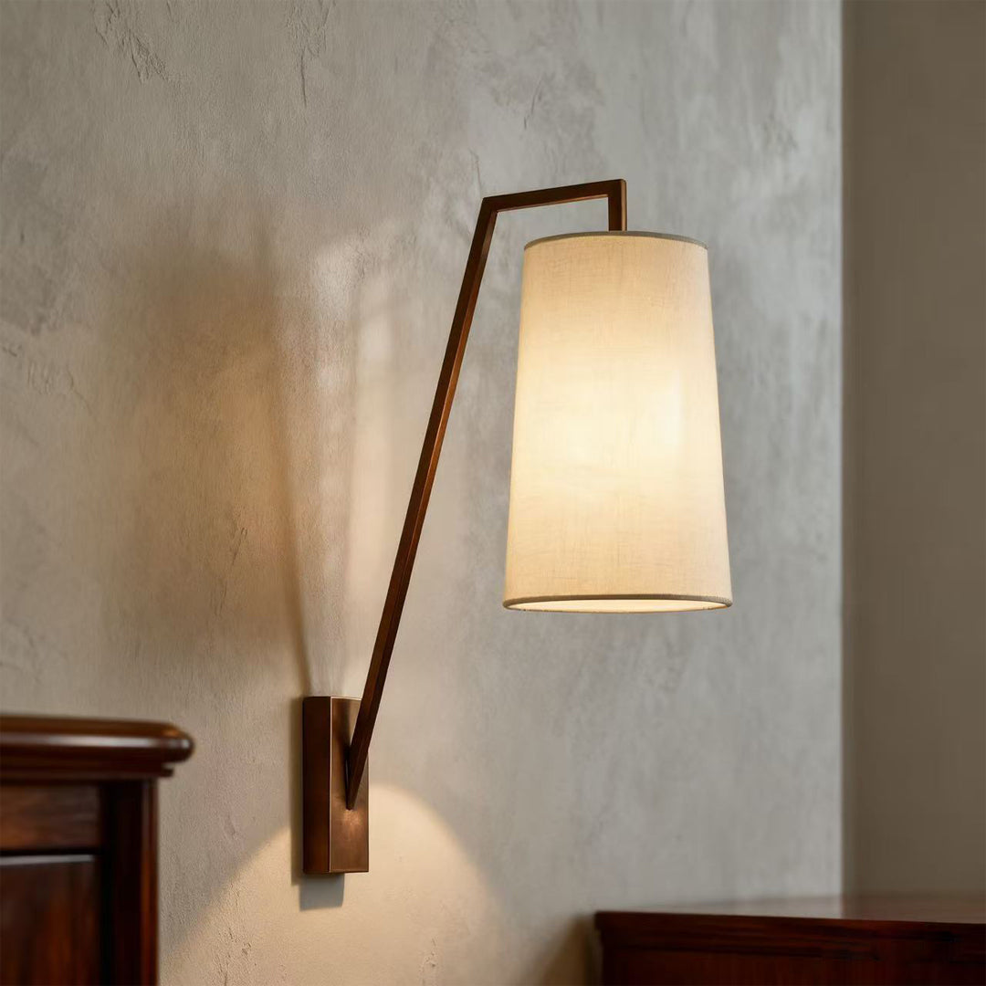 Arden Linen Arm Wall Lamp – Fabric Shade Interior Wall Lamp Fixture