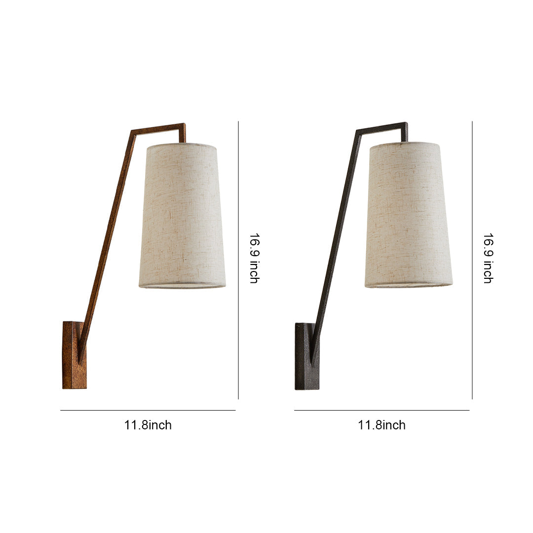 Arden Linen Arm Wall Lamp – Fabric Shade Interior Wall Lamp Fixture