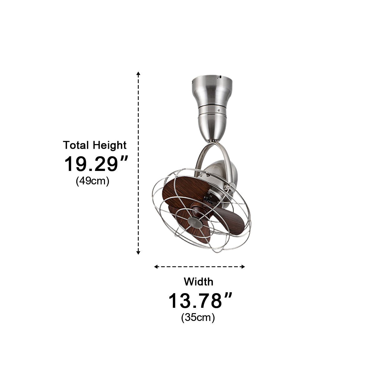 Helix Orbit Ceiling Fan – Industrial Cage Brushed Nickel Directional Oscillating Small Space Quiet