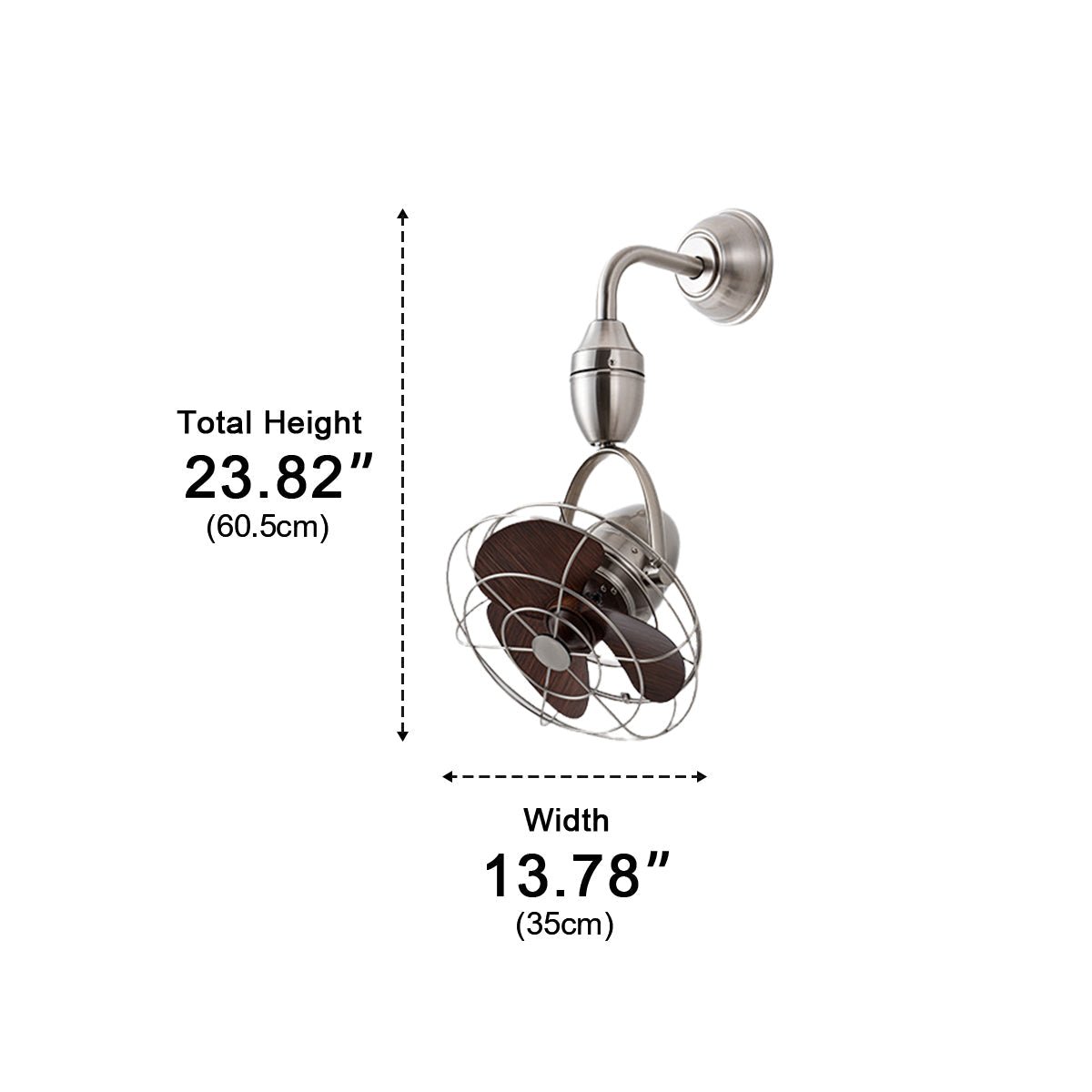 Helix Orbit Ceiling Fan – Industrial Cage Brushed Nickel Directional Oscillating Small Space Quiet