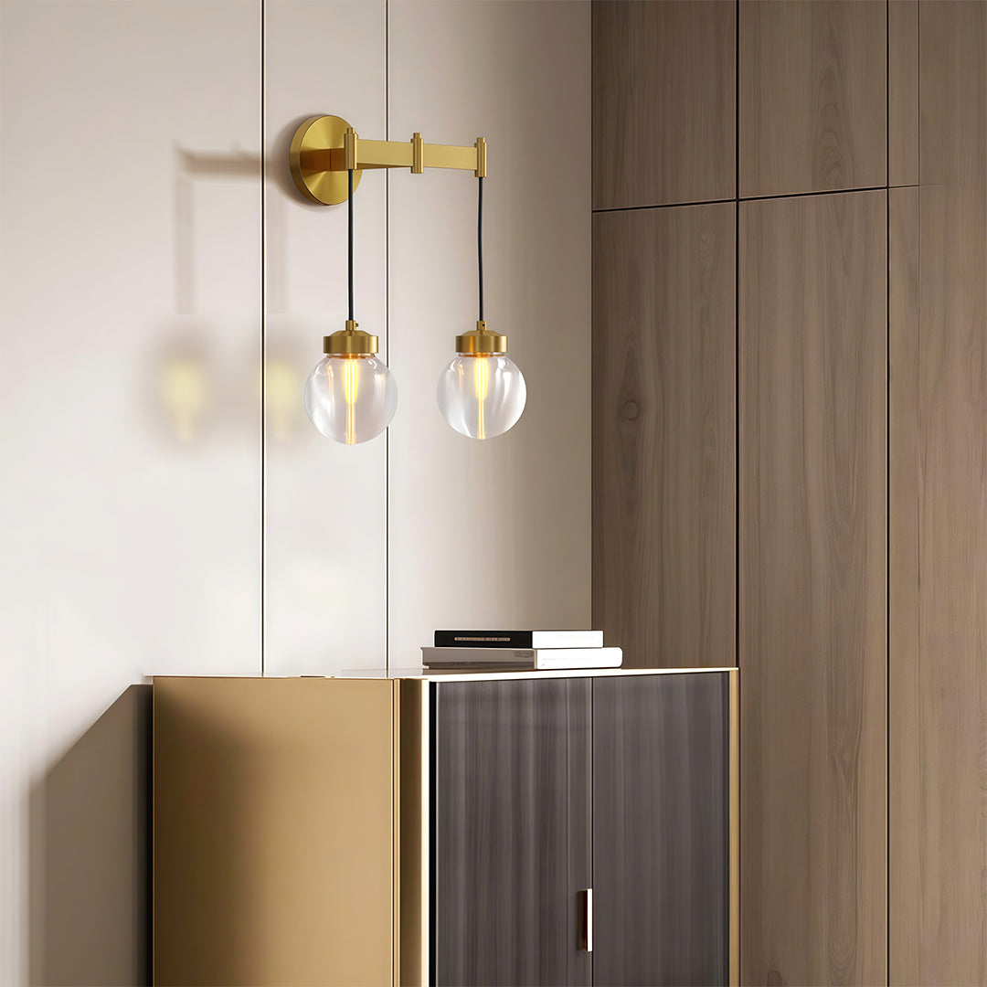 Lunaro Globe Wall Lamp – Brass Bar Glass Pendant Interior Wall Lighting Fixture