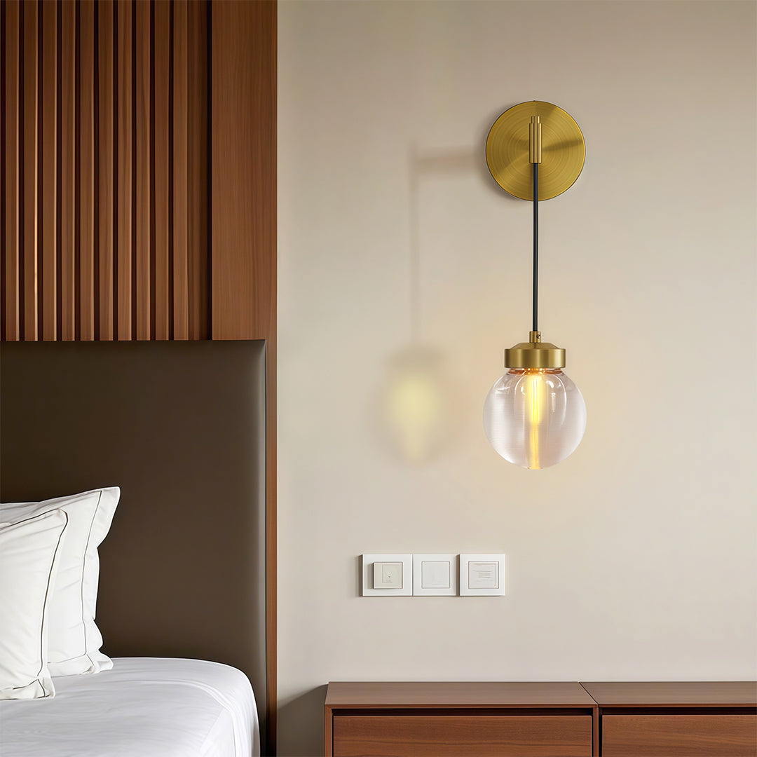 Lunaro Globe Wall Lamp – Brass Bar Glass Pendant Interior Wall Lighting Fixture