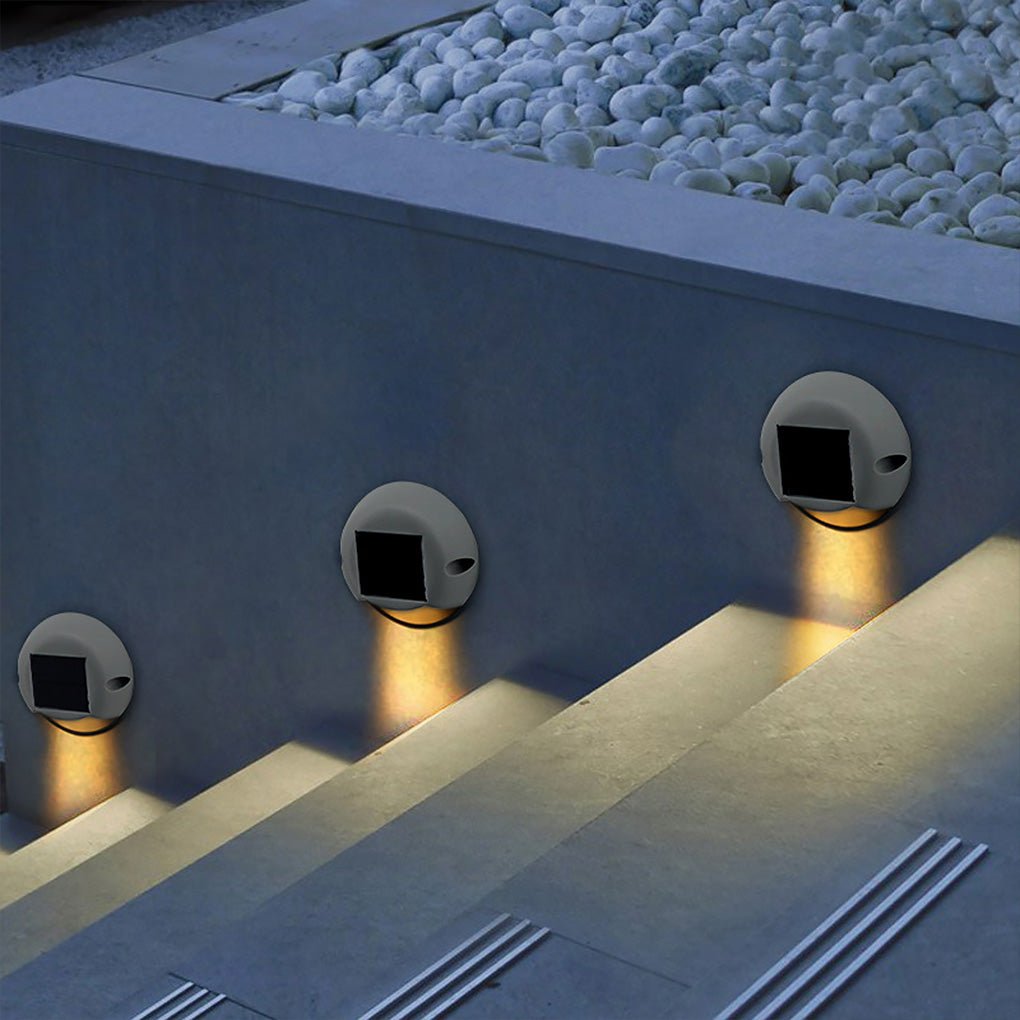 Circular Solar Step Wall Lights for Stairs and Pathways – Waterproof LED Outdoor Landscape Fixtures