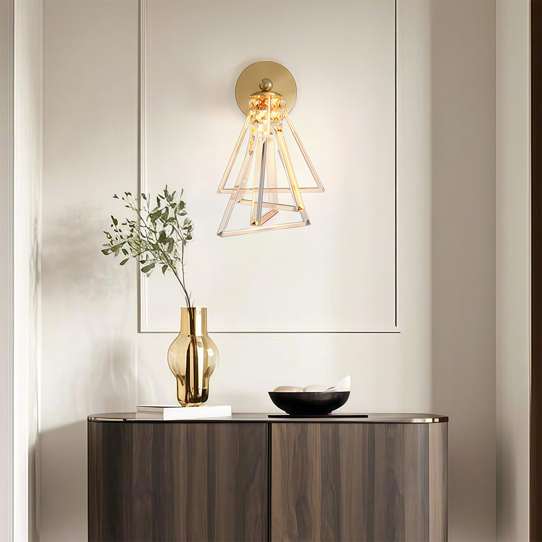 Helios Prism Glass Wall Lamp – Geometric Crystal Interior Wall Lighting Fixture