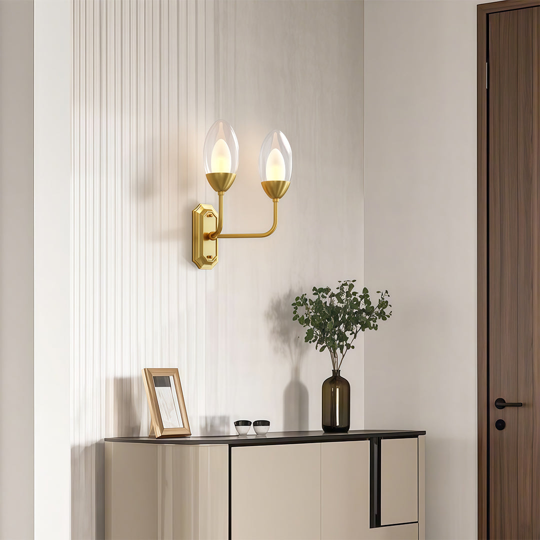 Elysia Twin Glass Wall Lamp – Dual Arm Architectural Interior Wall Lighting Fixture