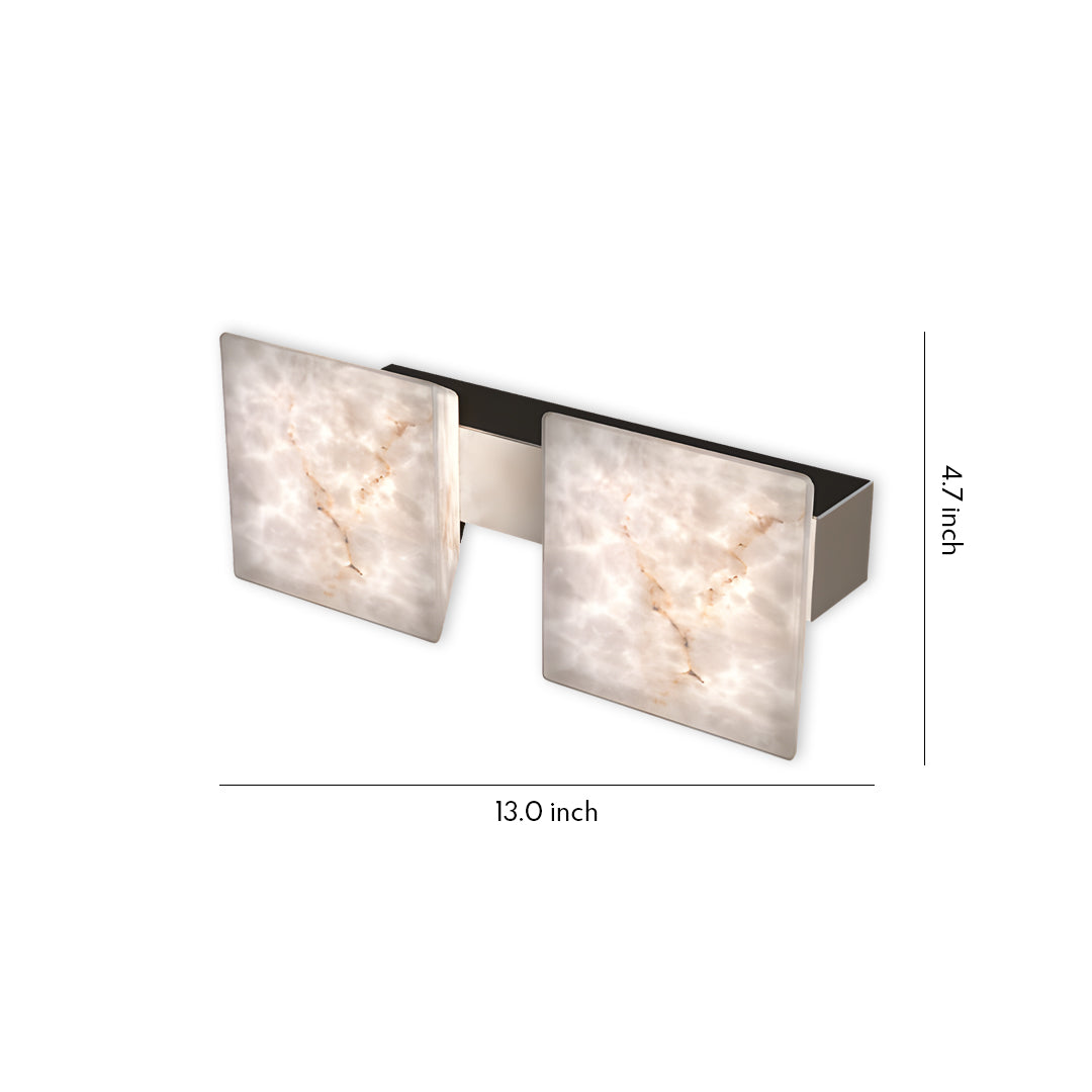 Caldera Dual Stone Wall Lamp – Square Alabaster Interior Wall Lighting Fixture