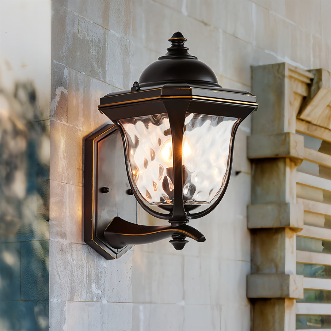 Regent Lantern Outdoor Wall Lamp Classic Series – Textured Glass Exterior Wall Lighting Fixture