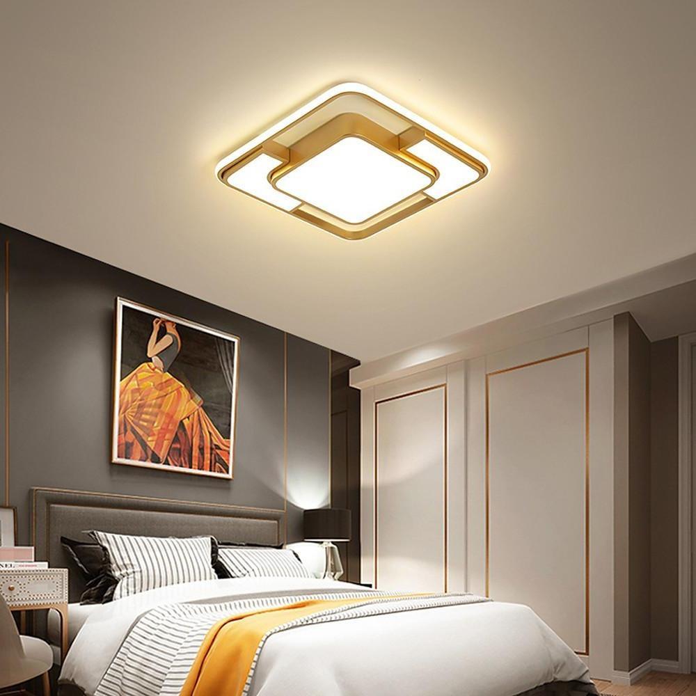 Lumisync LED Ceiling Light – Modern Geometric Flush Mount Fixture with Dimmable Remote Control
