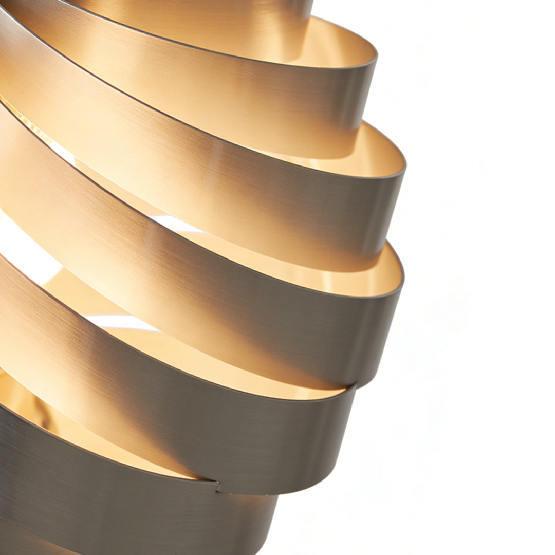 Auralis Spiral Pendant Light – Modern Brushed Metal LED Statement Kitchen Island Hanging Lighting