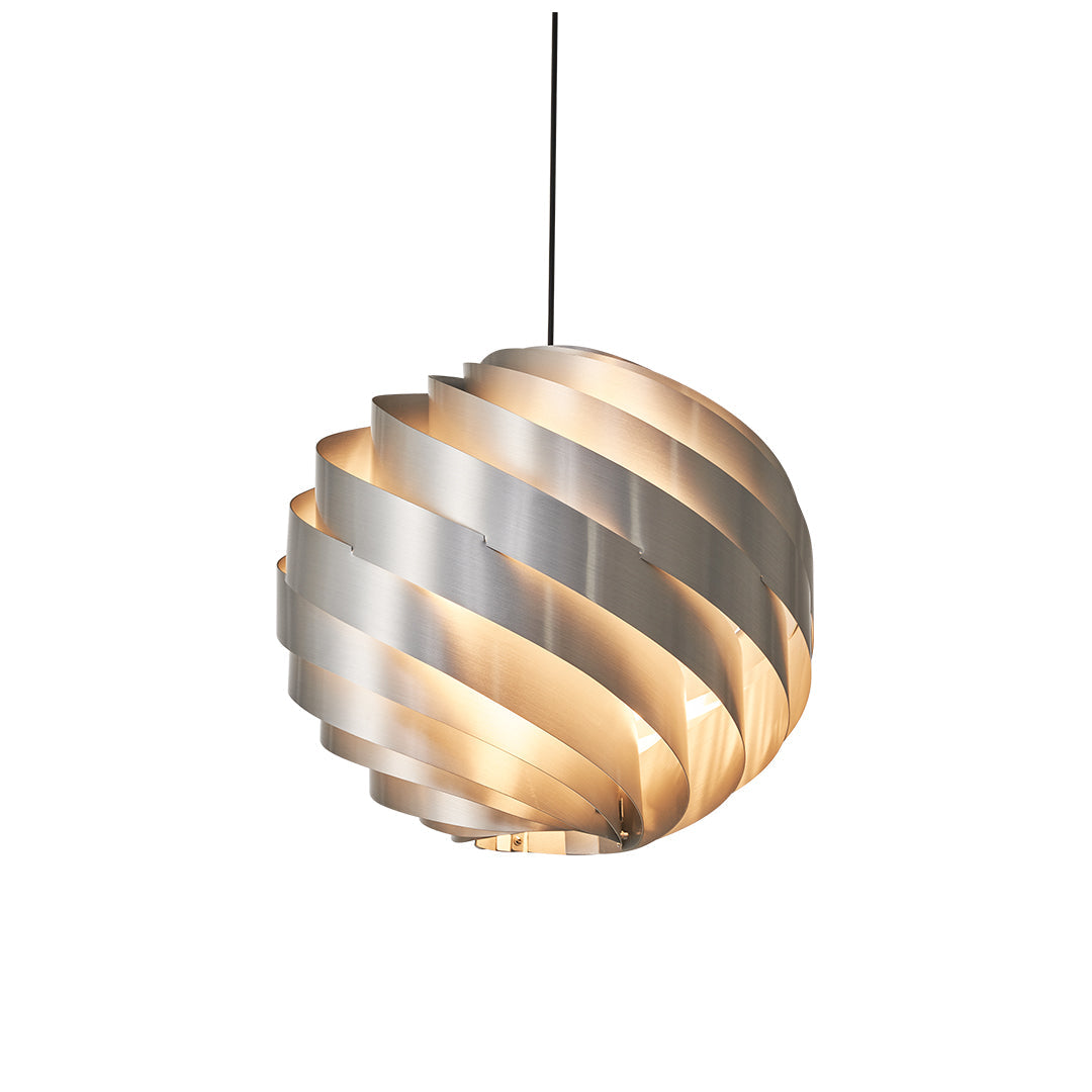 Auralis Spiral Pendant Light – Modern Brushed Metal LED Statement Kitchen Island Hanging Lighting