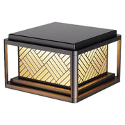 Herringbone Frosted Glass Solar Post Cap Lights – Waterproof LED Outdoor Pillar Lamps