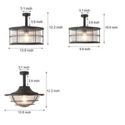 Coastal Cage Semi Flush Ceiling Light – Waterproof LED Outdoor Porch Patio Fixture
