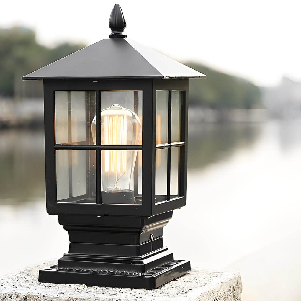 Classic Solar Lantern Pillar Lights for Gate Entrances – Waterproof LED Outdoor Fixtures