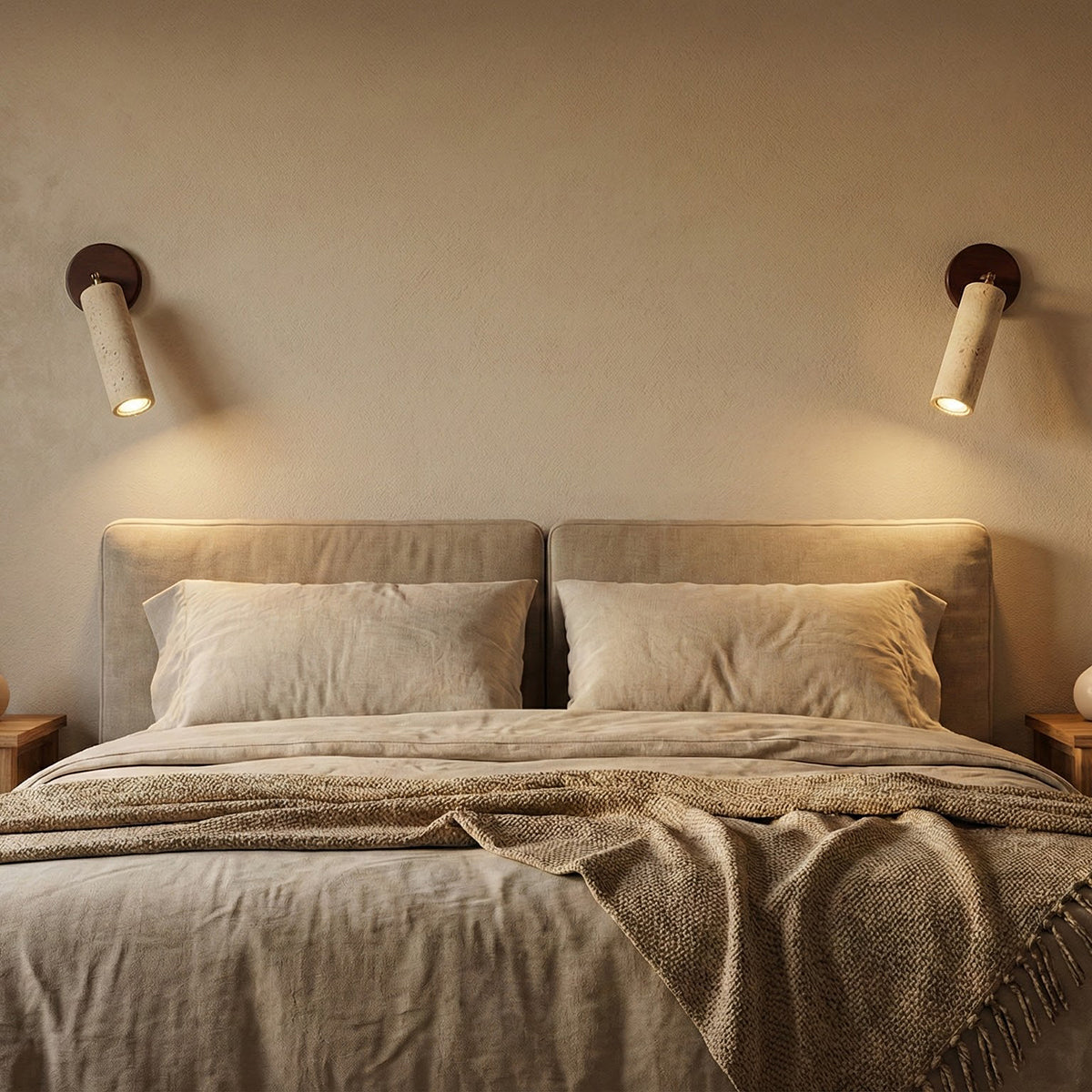 Tiara Travertine Wall Lamp – Textured Travertine Wall Light Handcrafted Finish Modern Interiors