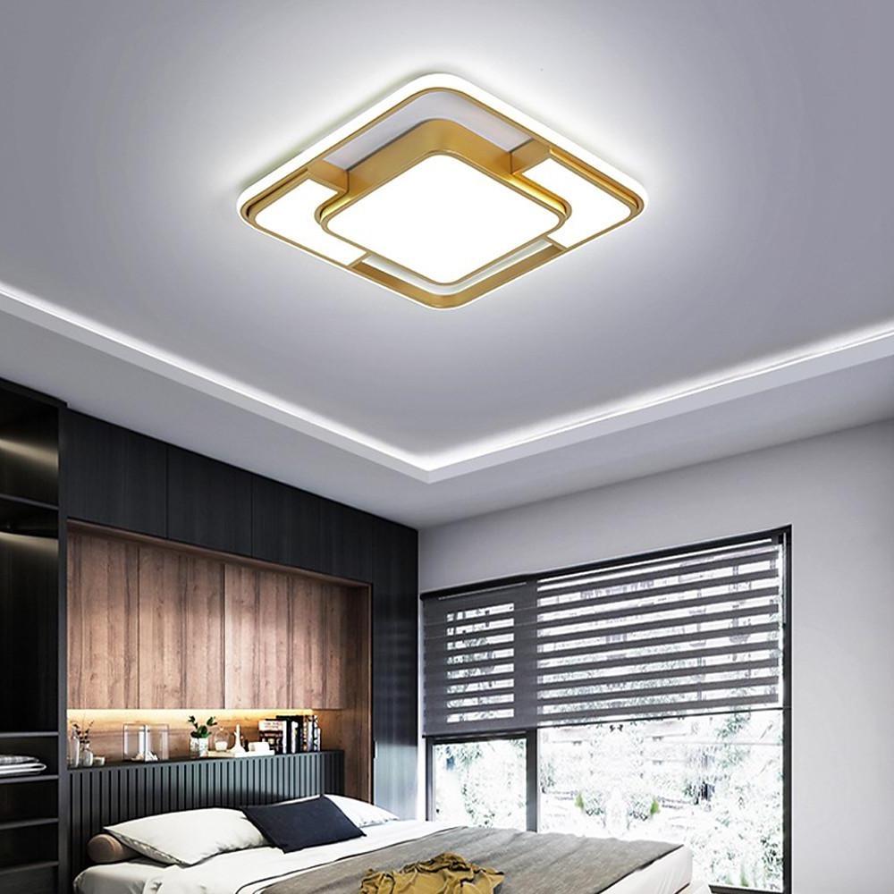 Lumisync LED Ceiling Light – Modern Geometric Flush Mount Fixture with Dimmable Remote Control