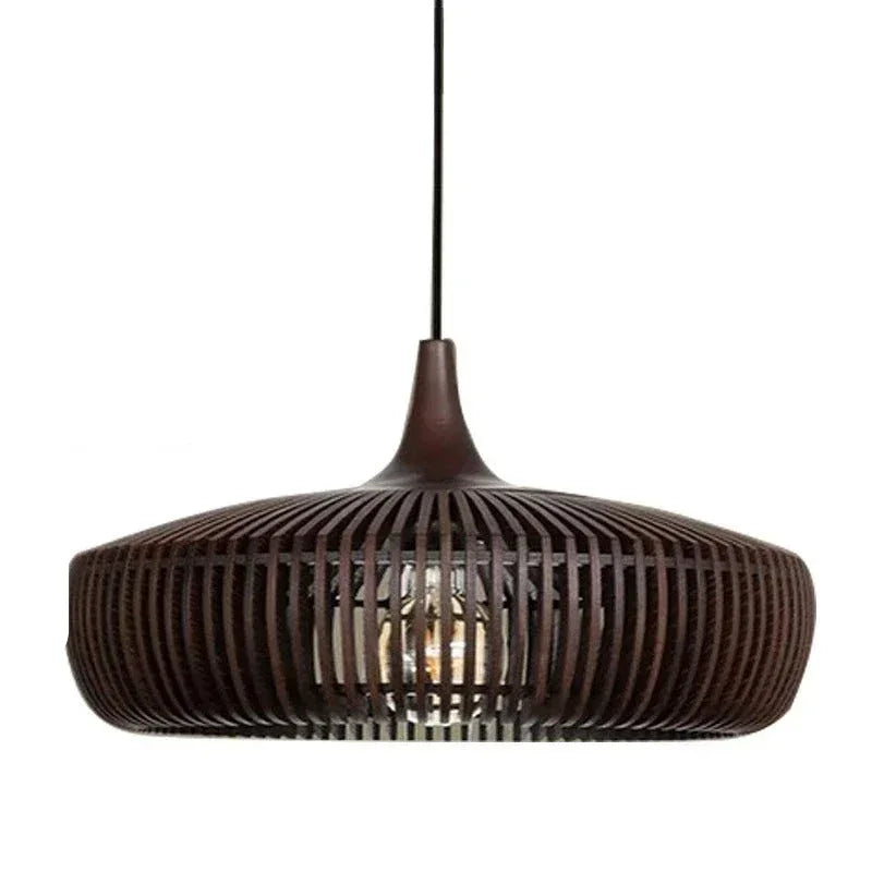 Stratum Bamboo Pendant Light – Woven Wood Ceiling Lamp Dining Room Kitchen Island Decorative Lighting