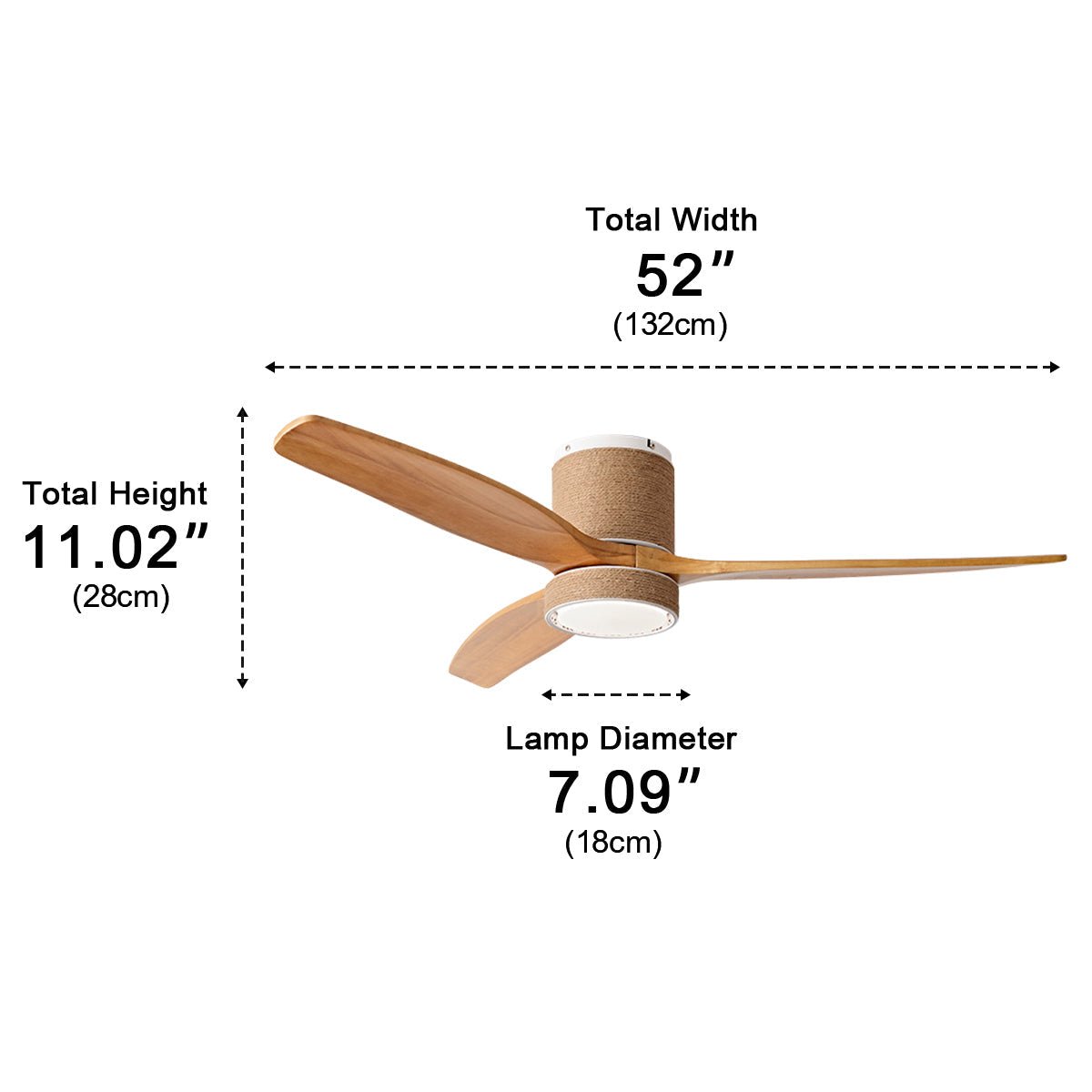 Cordova Breeze Ceiling Fan – Low Profile LED Light Wood Blade Flush Mount Boho Coastal Bedroom Living Room