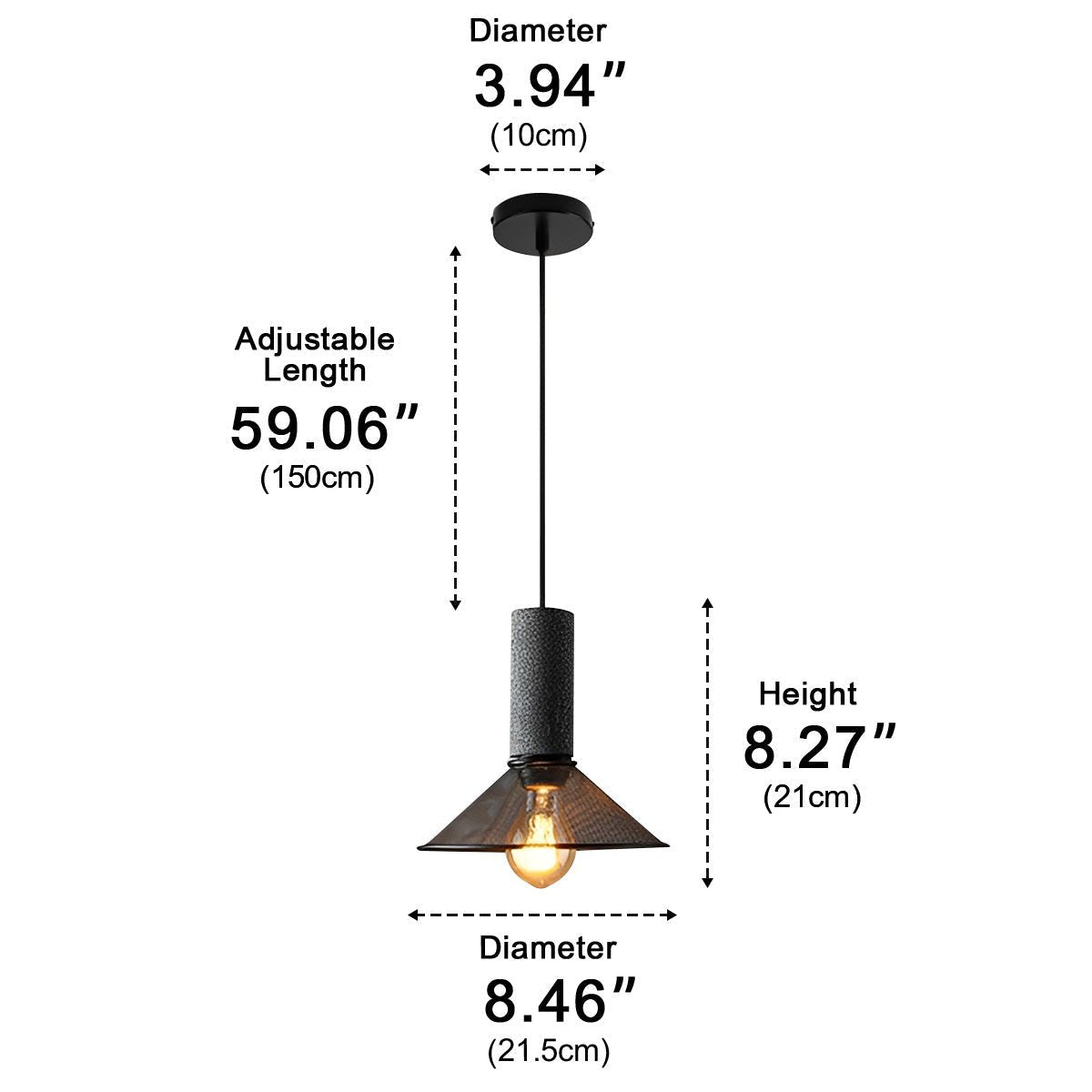 Straton Pendant Light – Industrial Black Smoked Glass Cylinder Hanging Ceiling Kitchen Island Dining Room