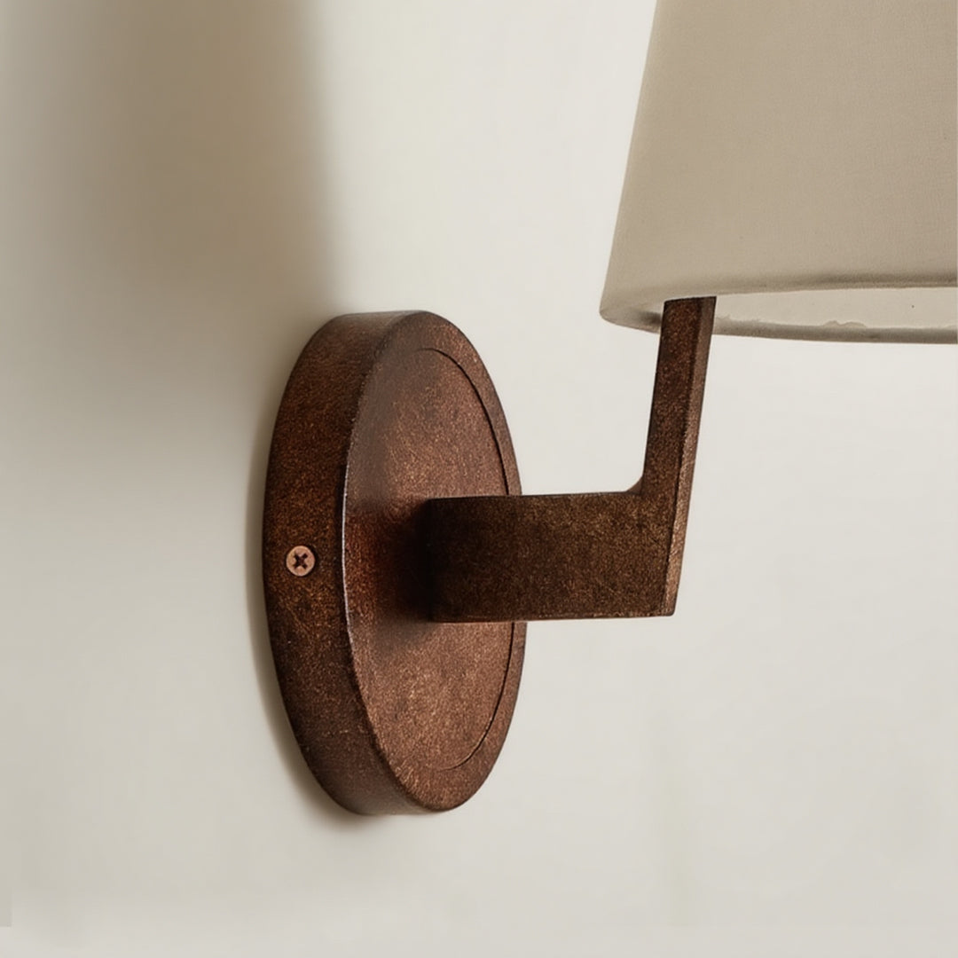 Caldwell Linen Wall Lamp – Conical Fabric Shade Architectural Wall Lighting Fixture