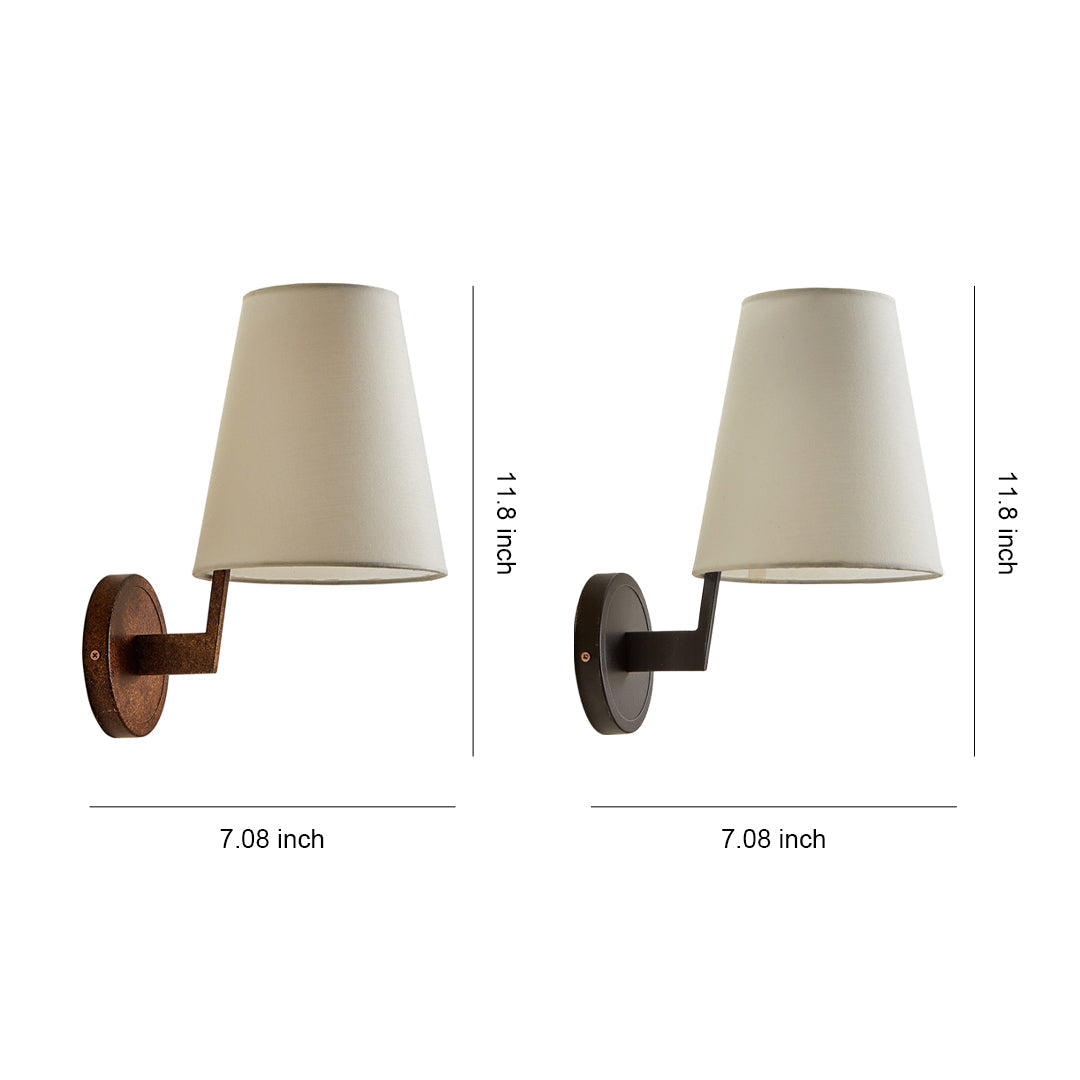 Caldwell Linen Wall Lamp – Conical Fabric Shade Architectural Wall Lighting Fixture