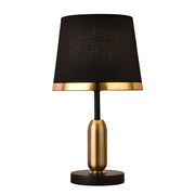 Brushed Brass Table Lamp – Modern Bedside Light with Fabric Shade