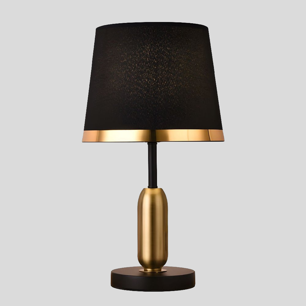 Brushed Brass Table Lamp – Modern Bedside Light with Fabric Shade