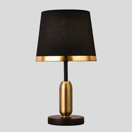 Brushed Brass Table Lamp – Modern Bedside Light with Fabric Shade
