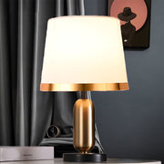 Brushed Brass Table Lamp – Modern Bedside Light with Fabric Shade