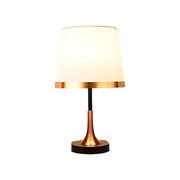 Brushed Brass Table Lamp – Modern Bedside Light with Fabric Shade