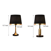 Brushed Brass Table Lamp – Modern Bedside Light with Fabric Shade