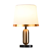 Brushed Brass Table Lamp – Modern Bedside Light with Fabric Shade