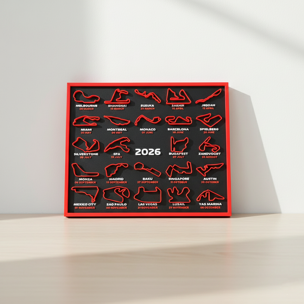 Circuito Racing Wall Art – 2026 F1 Calendar 3D Printed Circuit Track Display Decorative Lighting