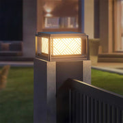 Herringbone Frosted Glass Solar Post Cap Lights – Waterproof LED Outdoor Pillar Lamps