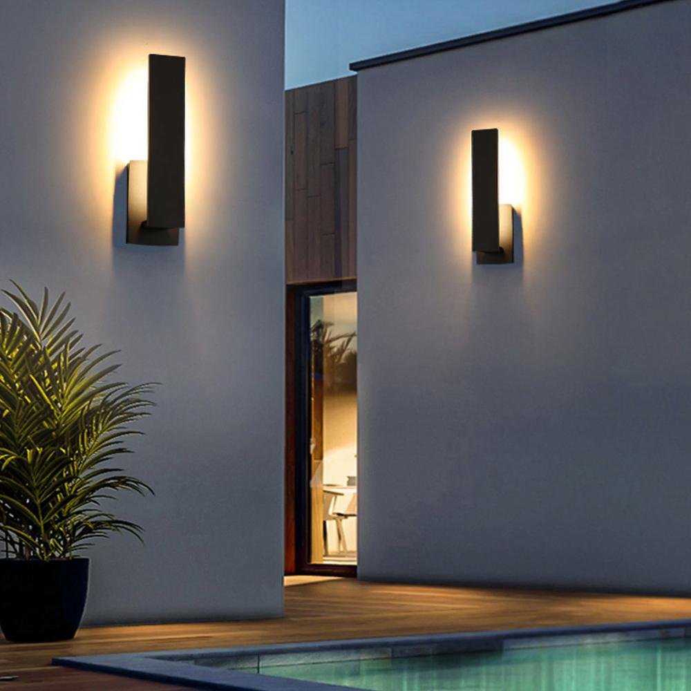 Modern Rectangular LED Outdoor Wall Lamp with Soft Ambient Glow – Waterproof Minimalist Exterior Light