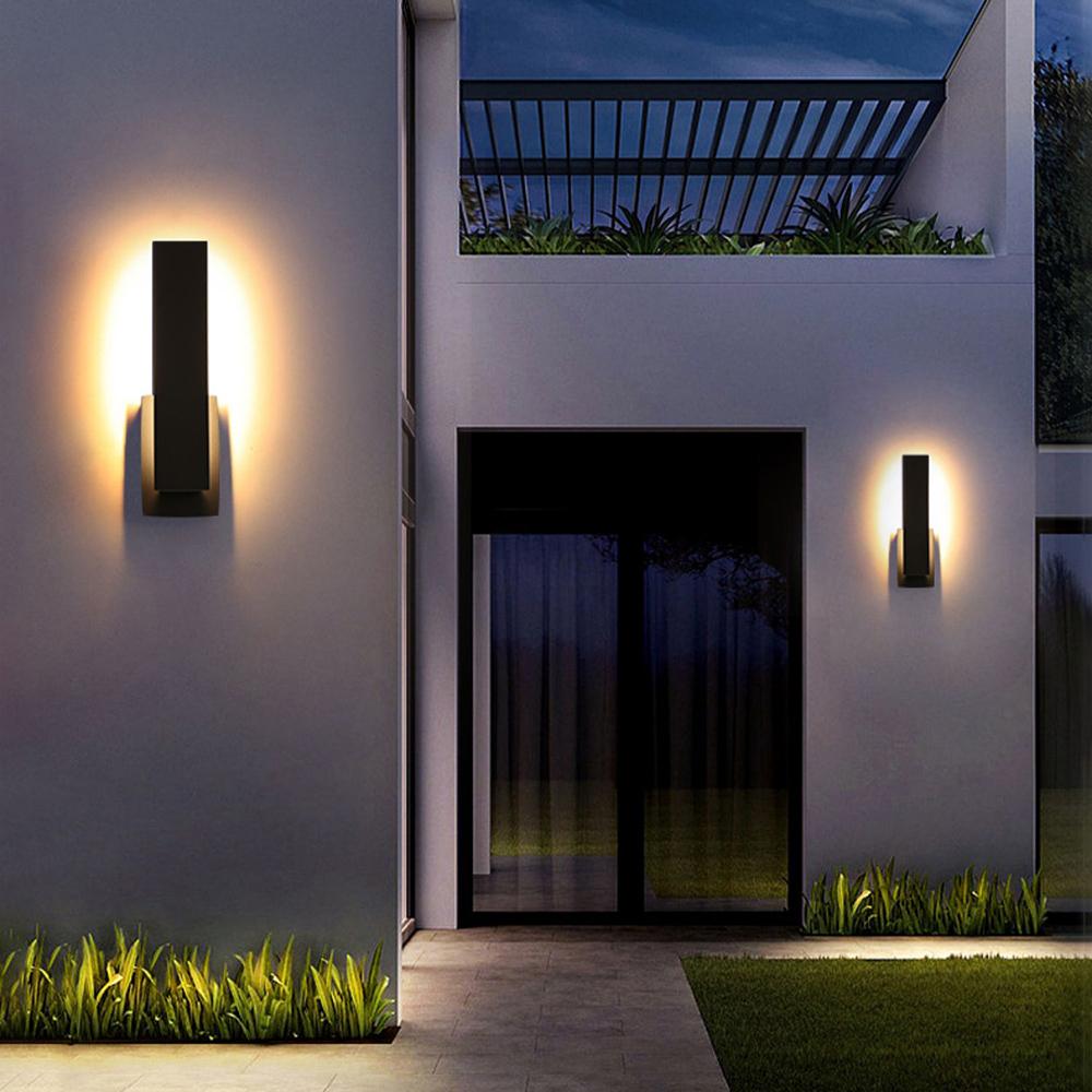Modern Rectangular LED Outdoor Wall Lamp with Soft Ambient Glow – Waterproof Minimalist Exterior Light