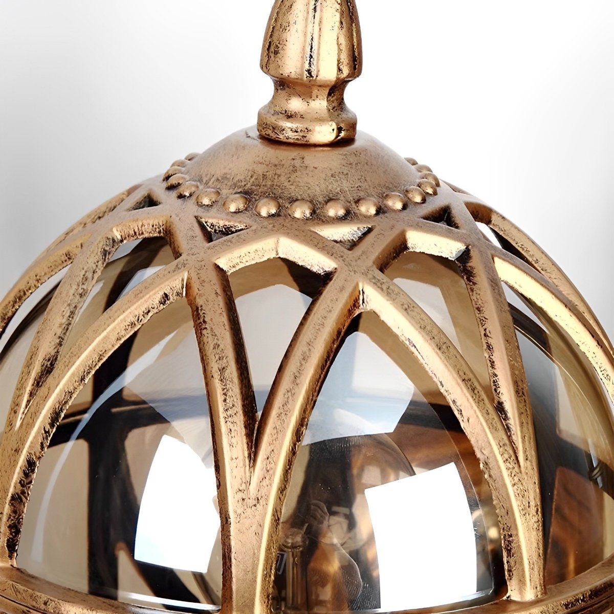 Heritage Globe Lantern Wall Sconce - Vintage Black Glass Outdoor Porch Entryway Wall Light Fixture