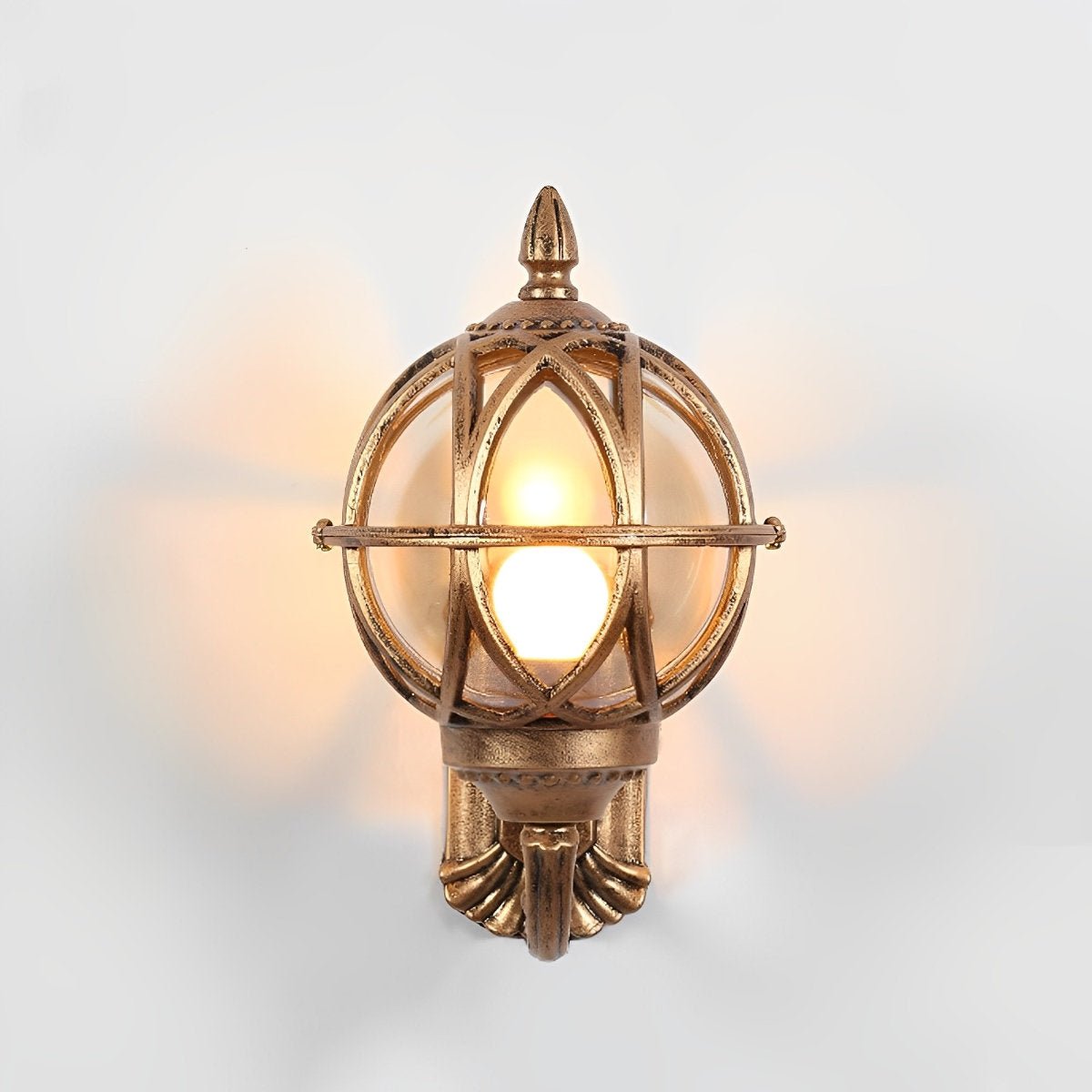 Heritage Globe Lantern Wall Sconce - Vintage Black Glass Outdoor Porch Entryway Wall Light Fixture