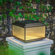 Fluted Glass Solar Post Cap Lights – Waterproof LED Outdoor Pillar Lamps