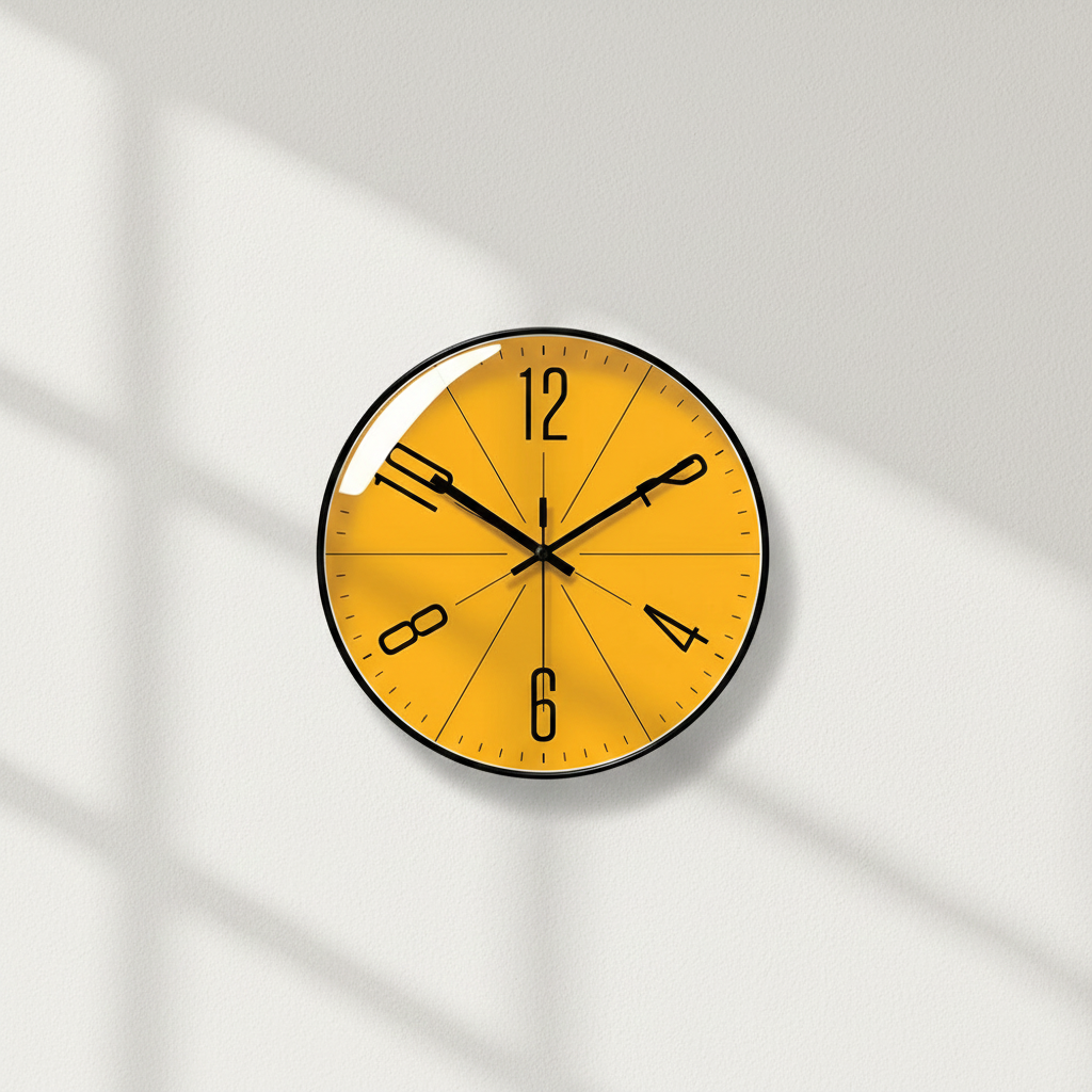 Solari Burst Wall Clock – Modern Silent Non-Ticking Yellow Round Decorative Living Room Bedroom Office